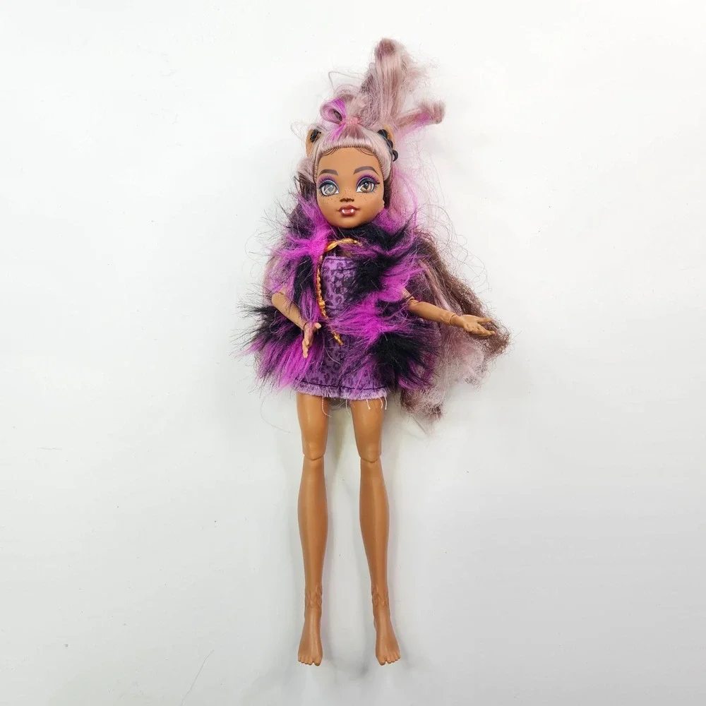Monster High Clawdeen Wolf Doll Kids 11 in Purple G3 Leopard Faux Fur Vest